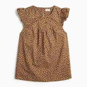J Crew Factory Printed pleated ruffle top BA747